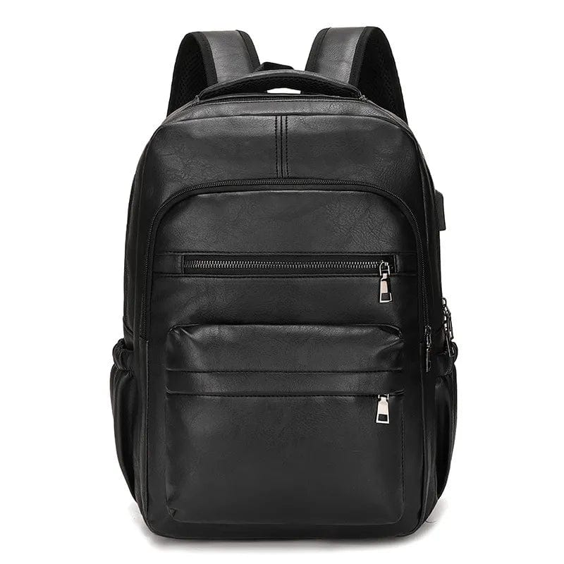 Sac à dos homme élégant en cuir vegan marron, parfait pour le travail et la ville. Style classique.