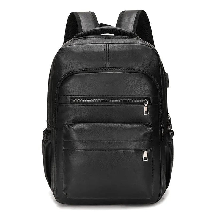 Sac à dos homme élégant en cuir vegan marron, parfait pour le travail et la ville. Style classique.