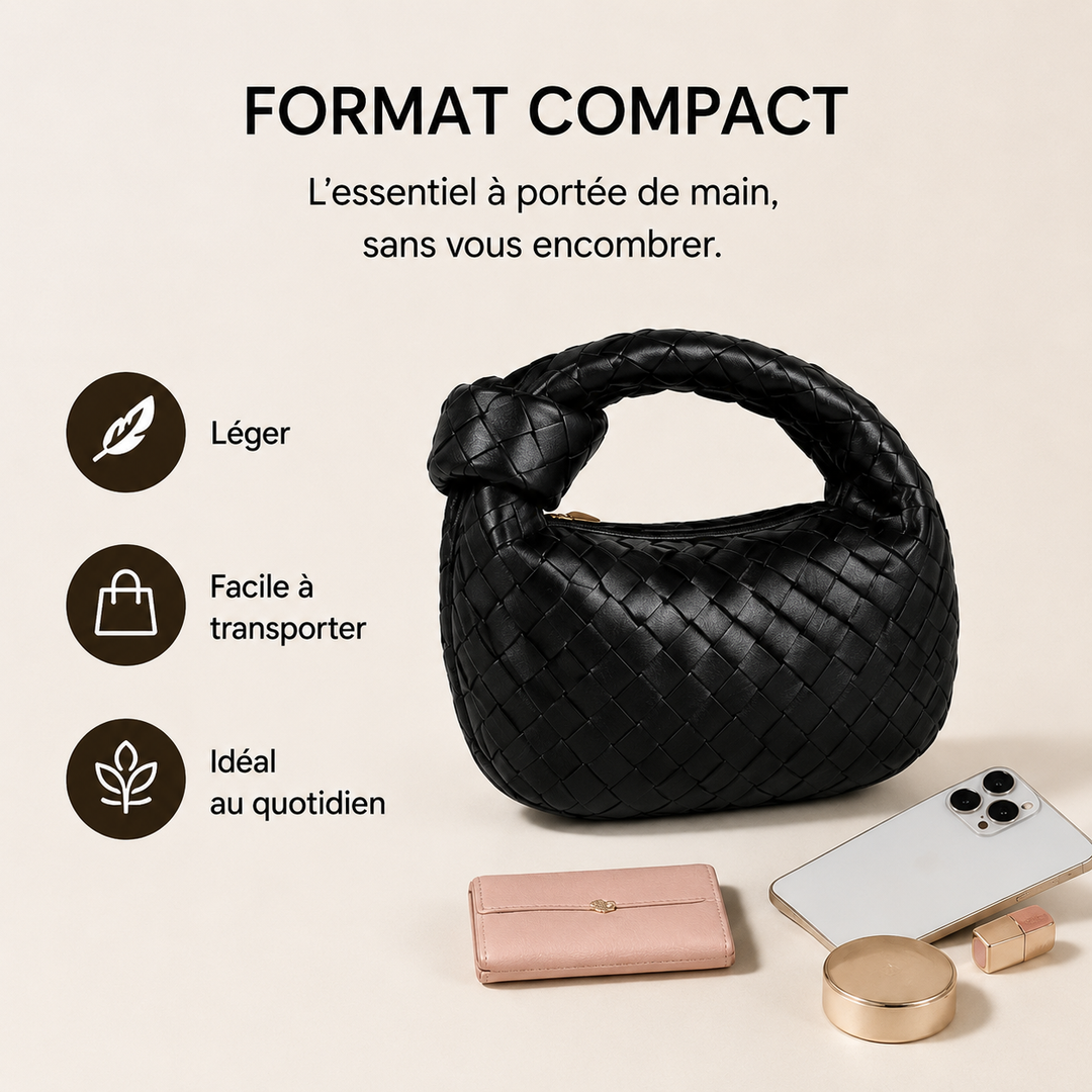 Pochette mini tissée chic, sac femme polyvalent pour toutes occasions. Accessoire de mode.