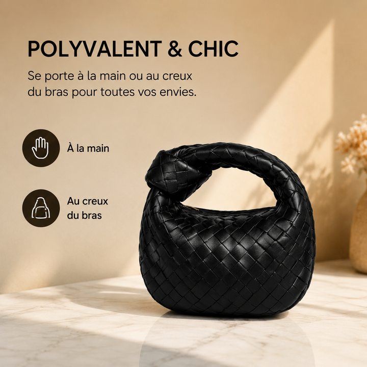 Sac tissé pour femme, petit et élégant. Un accessoire de mode compact et tendance.