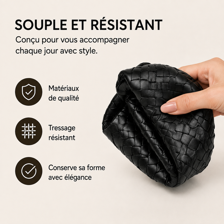 Sac femme tissé compact, élégant et tendance. Idéal comme pochette de soirée.