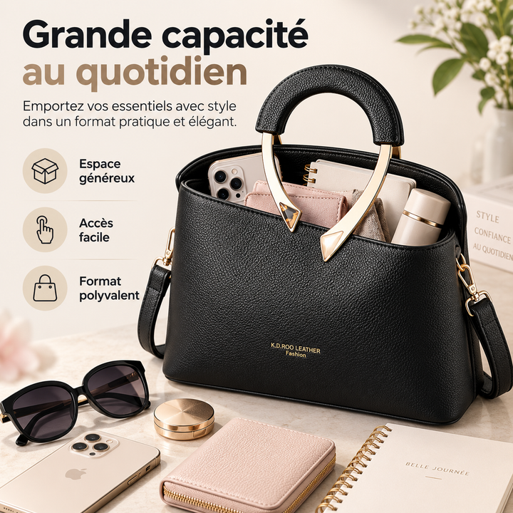 Sac tote en cuir polyvalent pour femme, idéal pour le travail ou les sorties.
