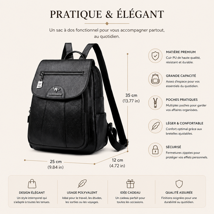 Sac à dos femme Silvy multi-couleur en cuir PU, un accessoire mode tendance et polyvalent pour la ville.