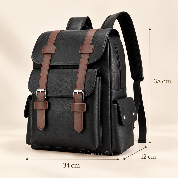 Sac à dos en cuir PU pour homme, design moderne et élégant, parfait pour le bureau ou les trajets urbains.