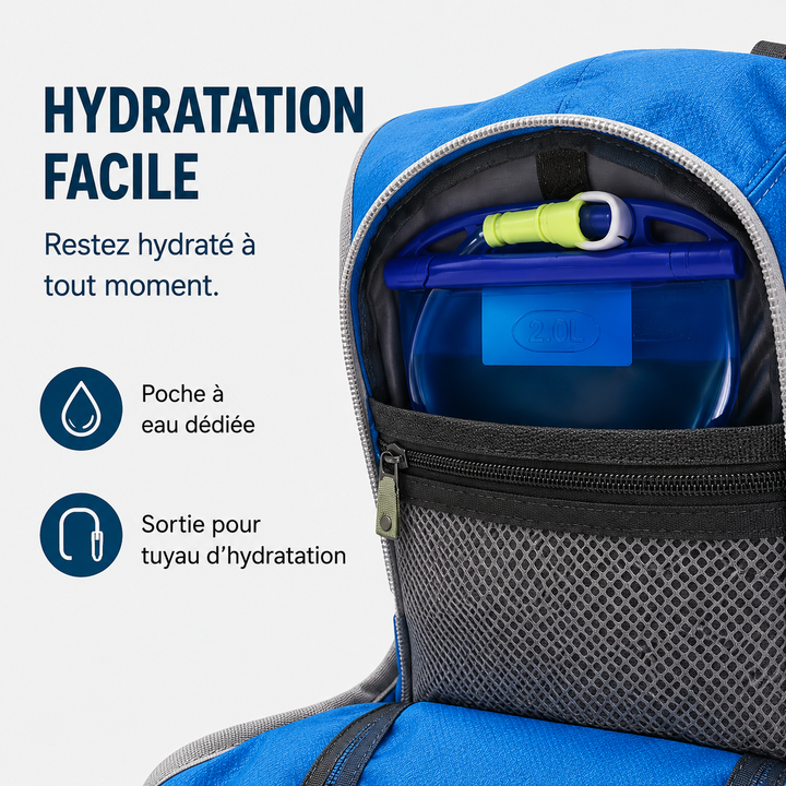 Sac à dos confortable pour femme, conçu pour la randonnée, le cyclisme et les activités extérieures.
