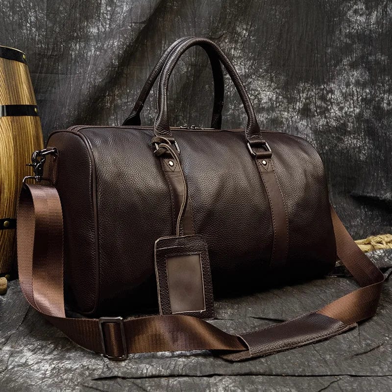 Sac de voyage homme en cuir chic, multifonction sport, bureau et week-end.