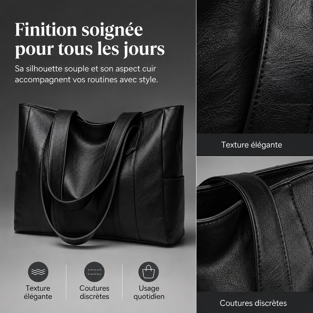 Sac fourre-tout marron en cuir pratique pour femmes, grand volume et idéal pour le travail ou les courses.