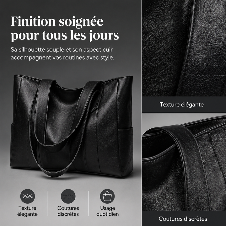 Sac fourre-tout marron en cuir pratique pour femmes, grand volume et idéal pour le travail ou les courses.