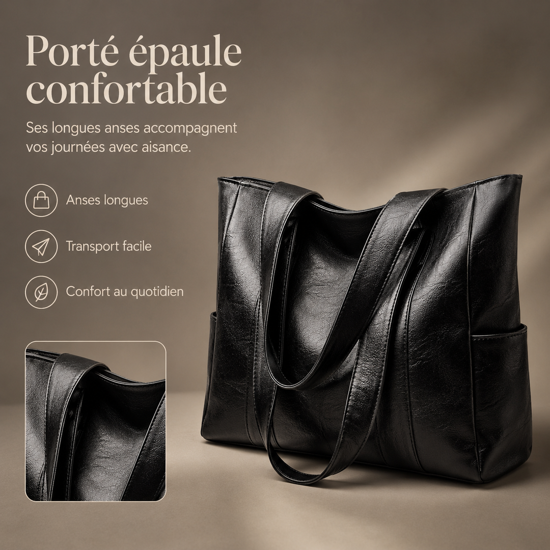Sac fourre-tout en cuir pour femmes avec bandoulière, pratique et élégant pour toutes les occasions mode.