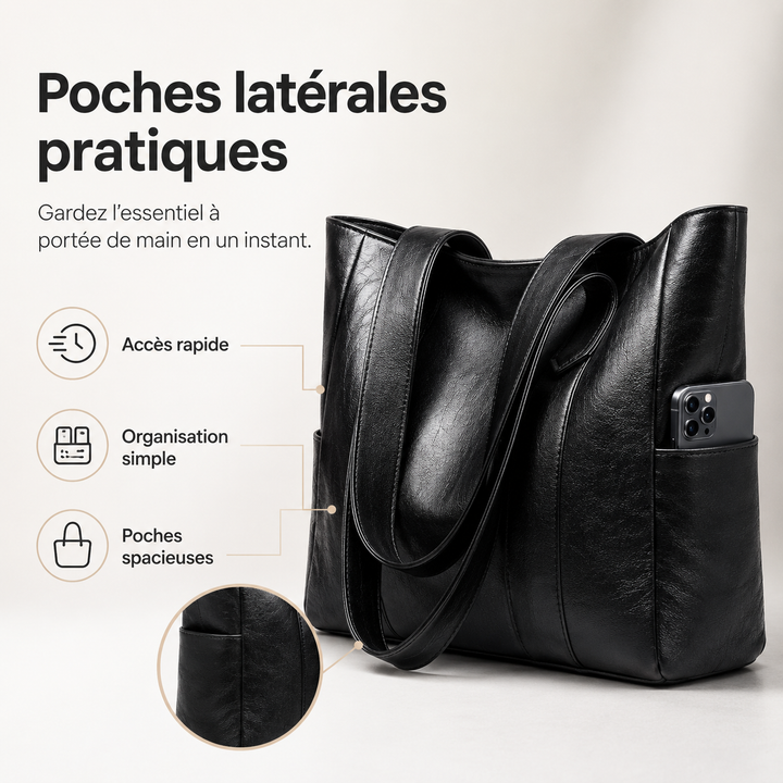 Sac fourre-tout en cuir pour femmes, accessoire de mode élégant et spacieux pour le quotidien stylé.