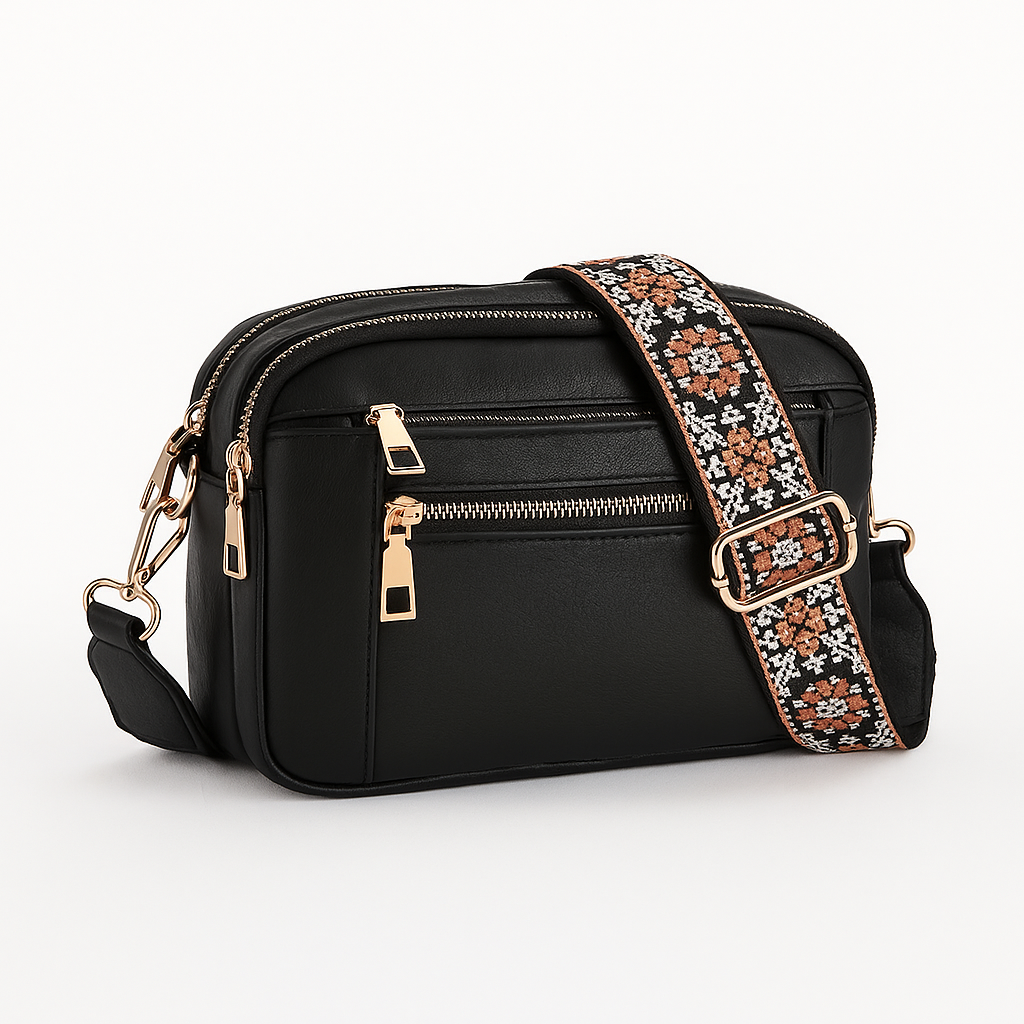 Sac à bandoulière élégant pour femme, esprit bohème chic. Accessoire de mode polyvalent et pratique.