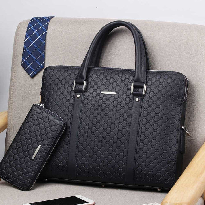 Sacoche homme en cuir PU, idéale comme sac ordinateur portable, mallette professionnelle ou sac de travail élégant.