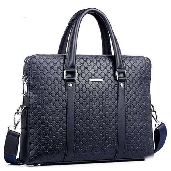 Sac ordinateur homme en cuir PU noir, protection robuste pour portable 14-15 pouces, style professionnel.