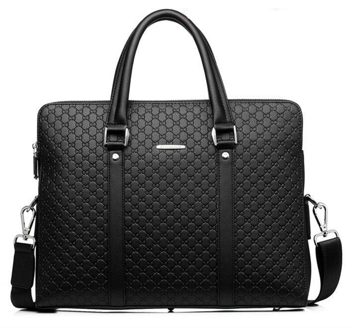 Mallette professionnelle homme en cuir PU noir, sac ordinateur 14-15 pouces, protection élégante.