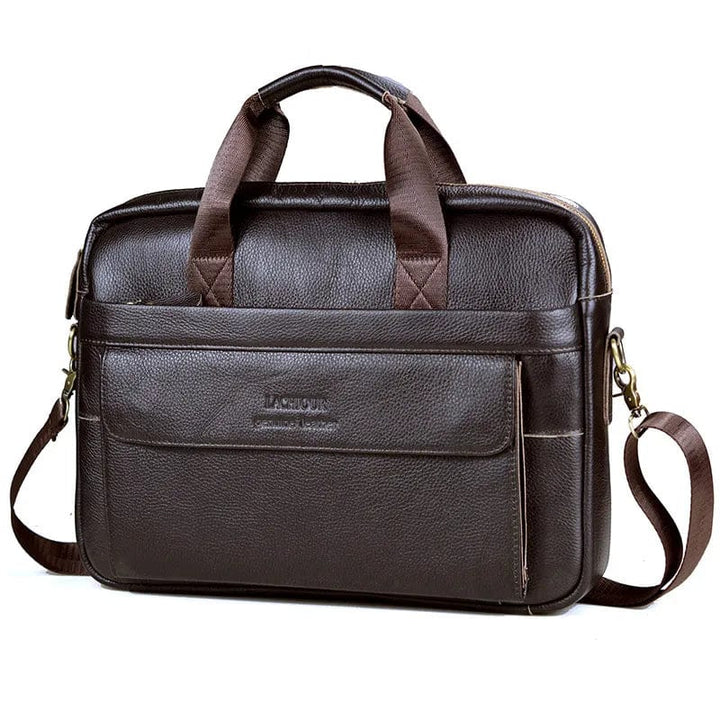 Porte-documents professionnel élégant en cuir pour homme, parfait pour ordinateur portable et travail.
