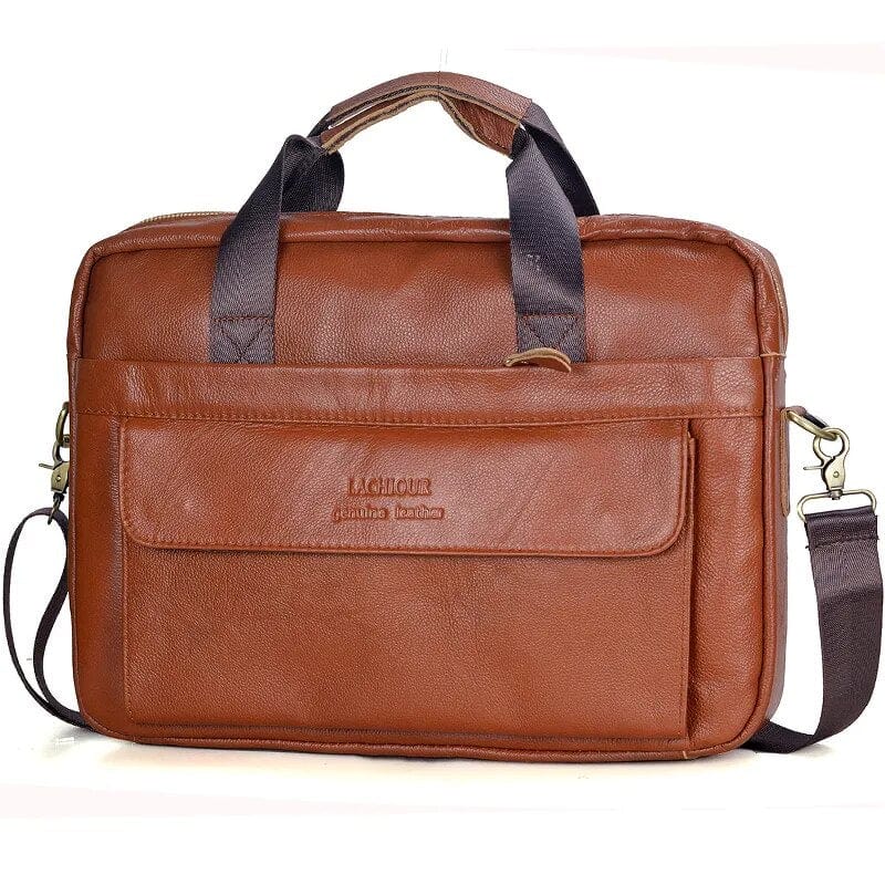 Sacoche professionnelle en cuir véritable pour homme, design intemporel, pour un look business raffiné.