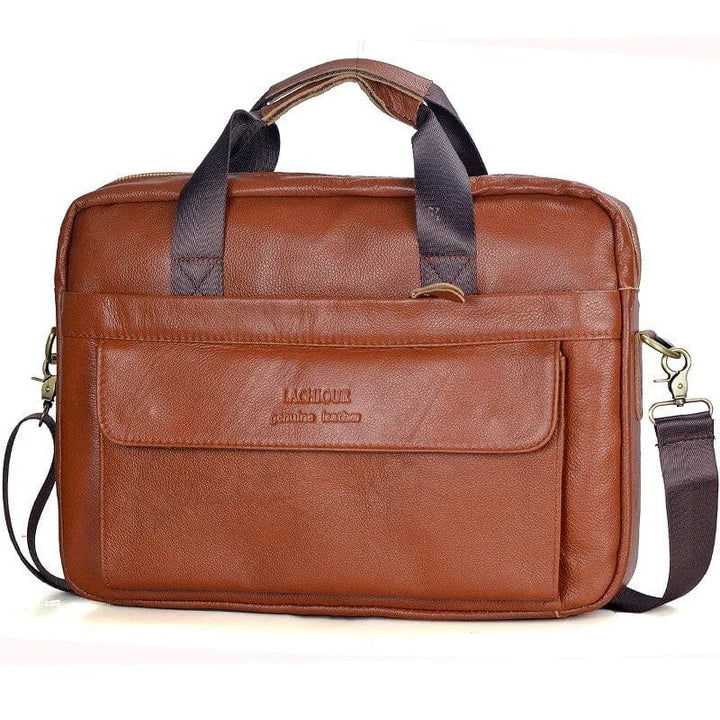 Sacoche professionnelle en cuir véritable pour homme, design intemporel, pour un look business raffiné.