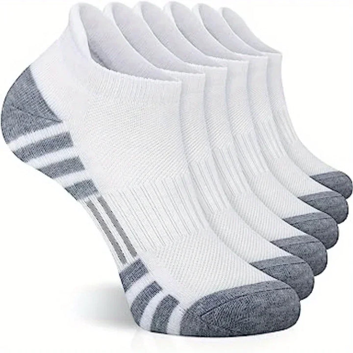 Lot de 6 chaussettes de sport unisexes, parfaites pour running et fitness, offrant confort et respirabilité.