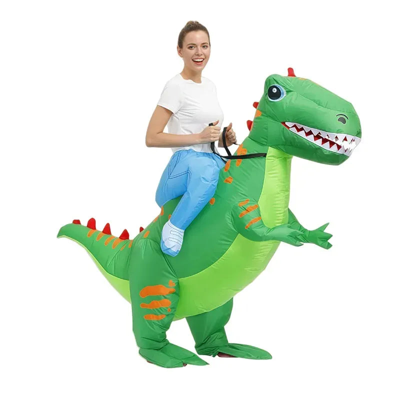 Costume dinosaure Triceratops gonflable. Déguisement animal humoristique taille unique, parfait pour rire à une fête.