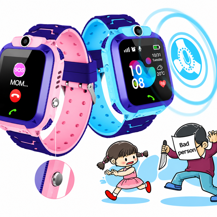 Montre GPS enfant robuste et colorée, parfaite pour le jeu tout en assurant leur sécurité.