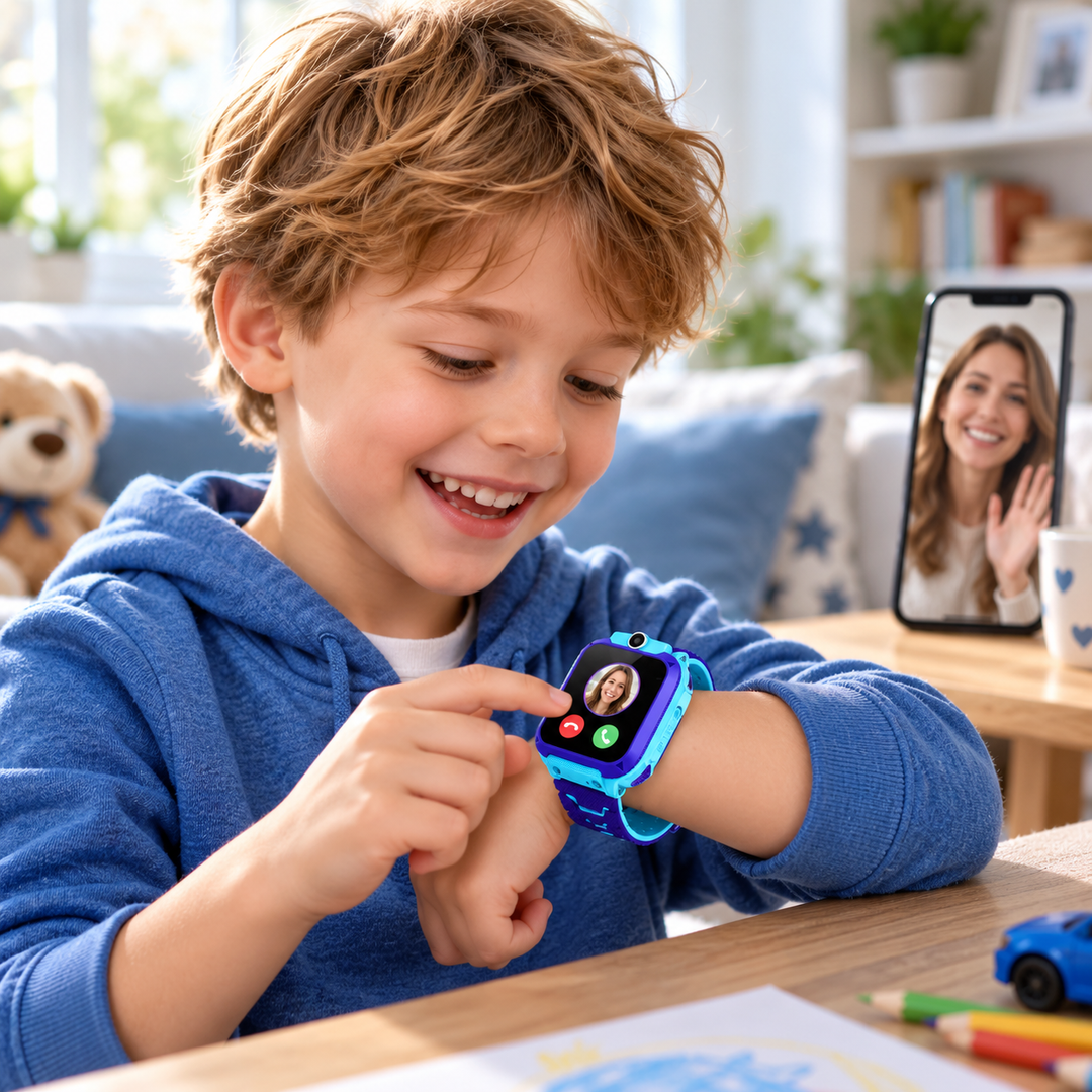 Technologie portable pour enfant: montre GPS connectée, outil de sécurité et de communication moderne.