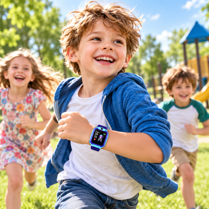 Accessoire enfant pratique: montre GPS pour suivi quotidien, appels, idéale pour activités extérieures.