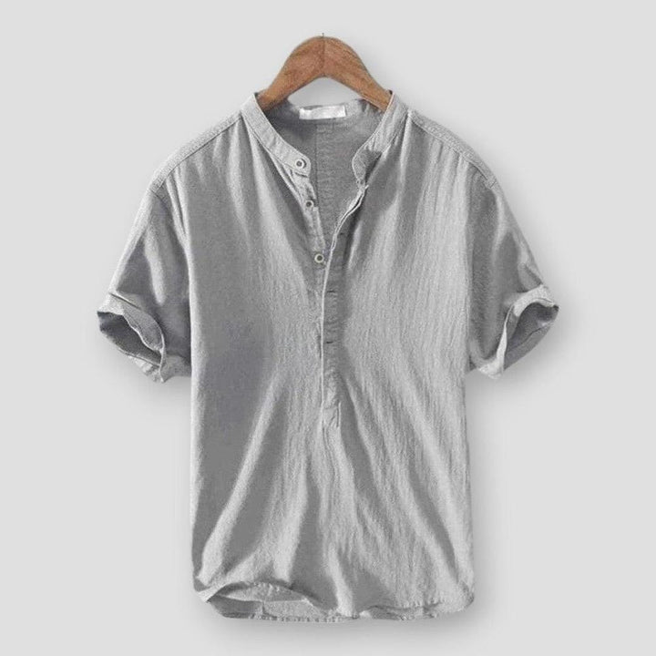 Chemise homme Provence, chic et légère. Col mandarin, coupe décontractée pour un style estival impeccable.