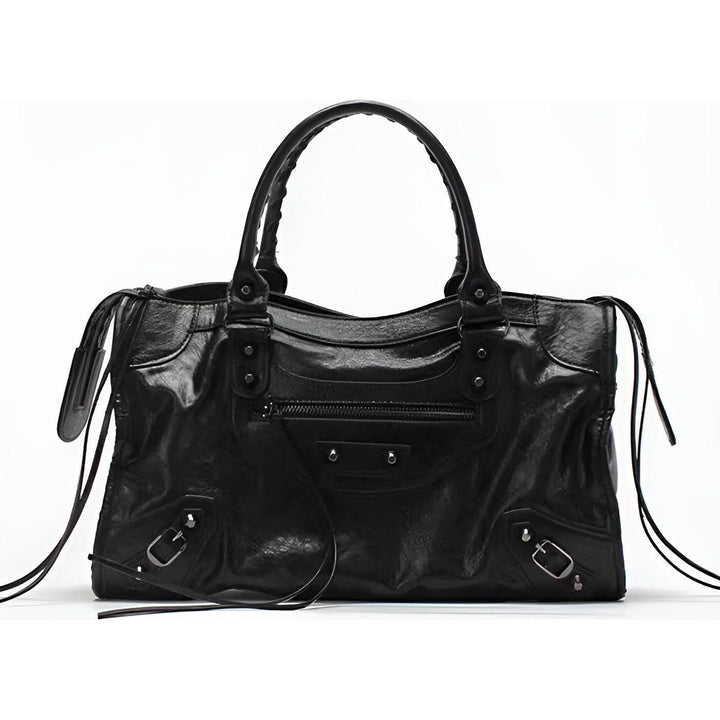 Sac à main femme élégant en cuir PU noir, spacieux et idéal pour le travail ou le quotidien mode.
