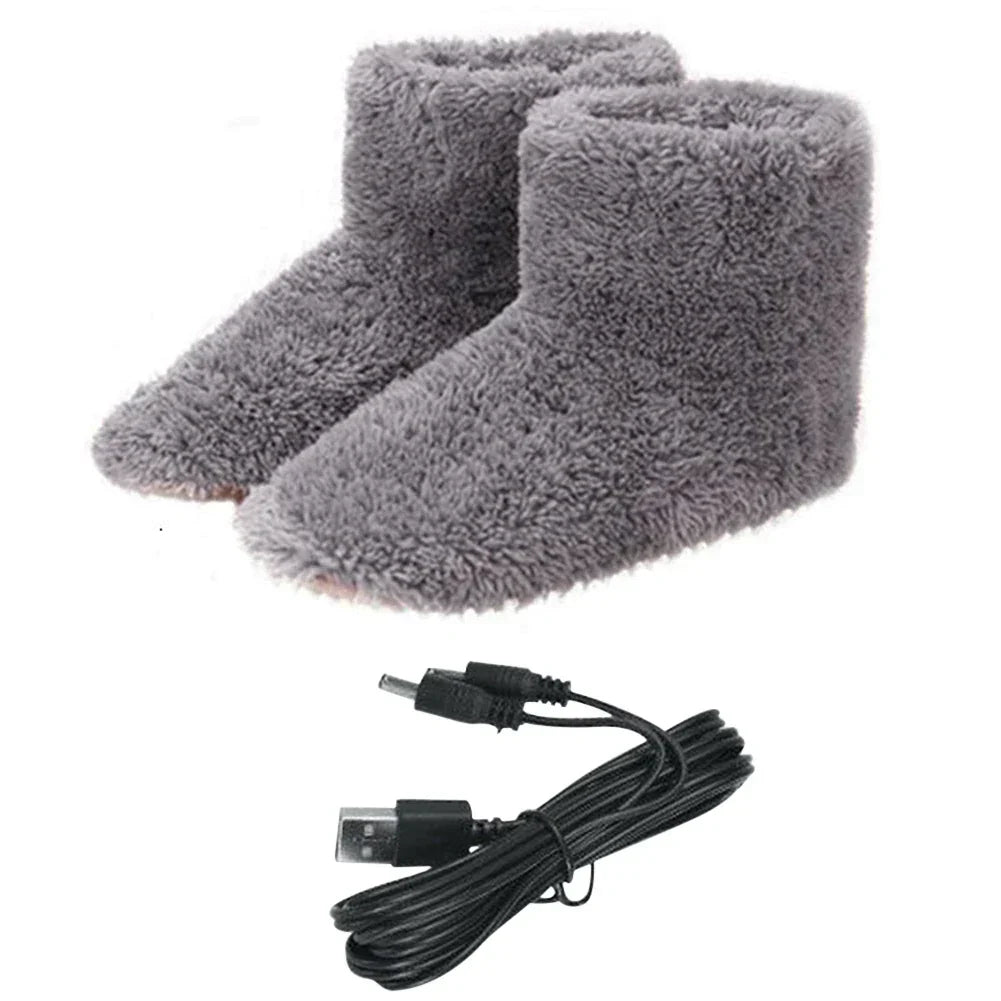 Profitez de la chaleur des chaussons chauffants USB gris pour combattre efficacement le froid hivernal à la maison.