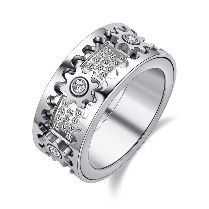 Bijou anti-stress femme: bague tournante or rose, zircons. Élégante pour anxiété & mode.