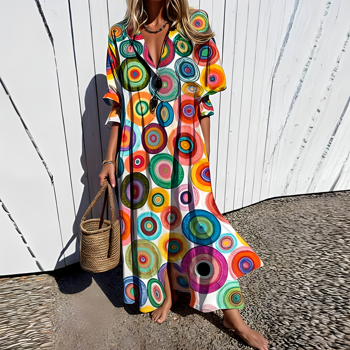 Robe longue d'été femme, fluide et chic, pour un style élégant et décontracté en printemps/été.