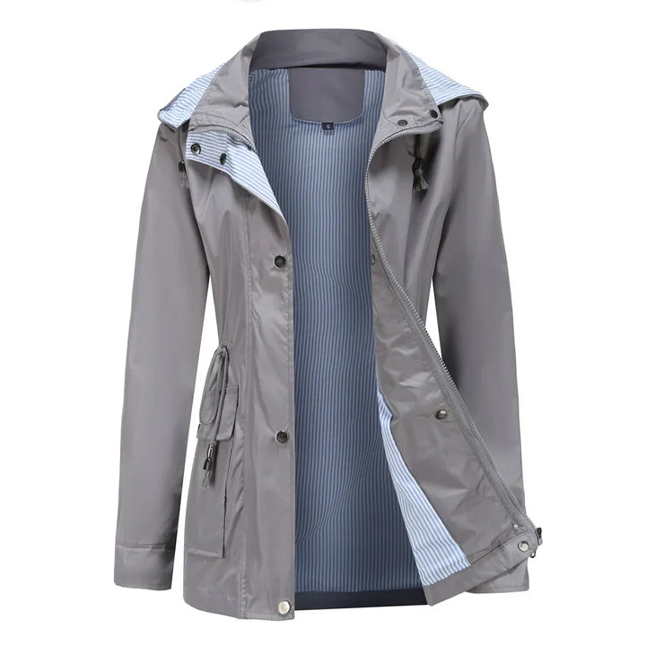 Manteau long femme, protection pluie hivernale, style intemporel, veste élégante et chaude.