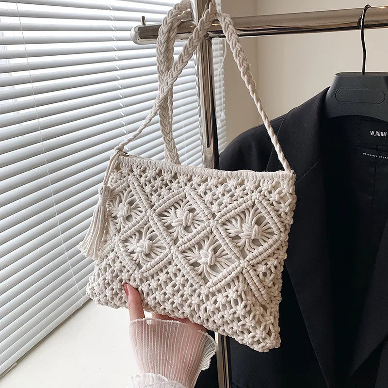 Sac à main bohème Calcata en coton léger pour femme, élégant pour le quotidien et les voyages d'été.