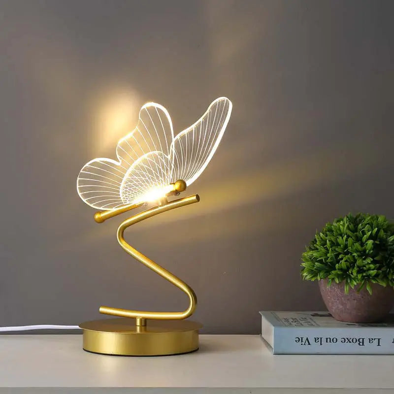 Lampe à poser papillon LED moderne, lumière tricolore. Idéale pour chambre ou salon, ajoute une touche design.