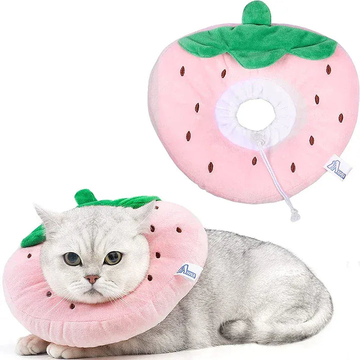 Collerette de récupération douce en coton pour chat, prévention anti-léchage, confort post-opératoire.