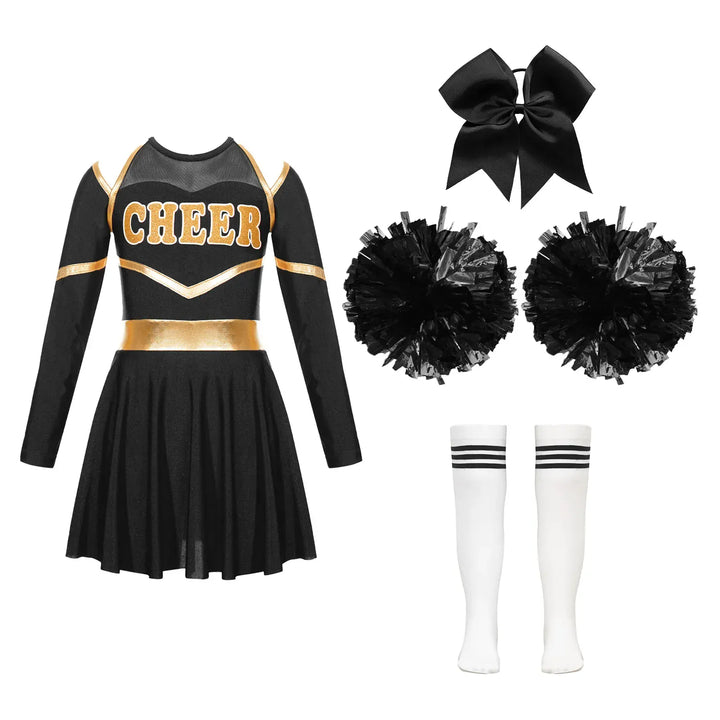 Robe déguisement Pompom Girl pour fille, tenue performance avec pompons, idéale pour spectacle ou fête déguisée.