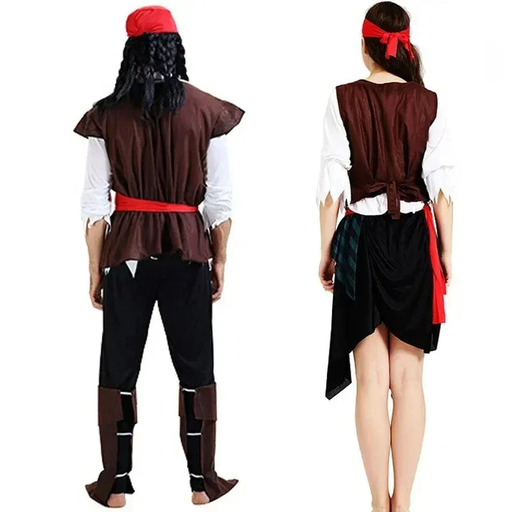 Déguisement pirate élégant pour femme, idéal pour Halloween, carnaval ou soirée à thème festif.