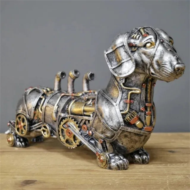 Élégante sculpture animale steampunk pour décoration d'intérieur, style industriel et mécanique.