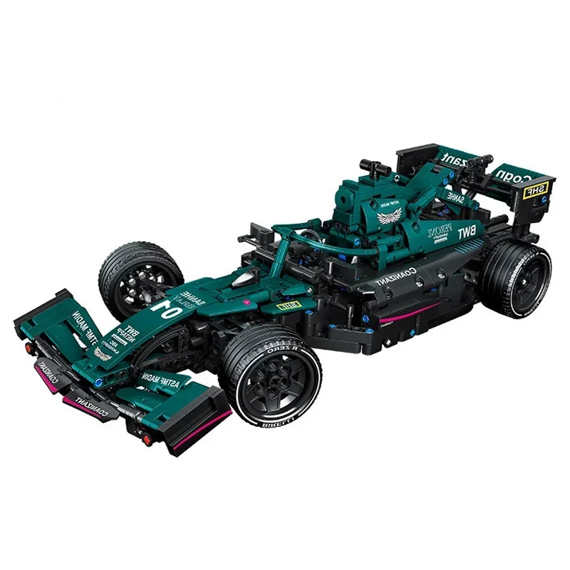 Modèle de voiture de course dynamique, rouge vif, prêt à rouler, kit de construction amusant pour enfants.