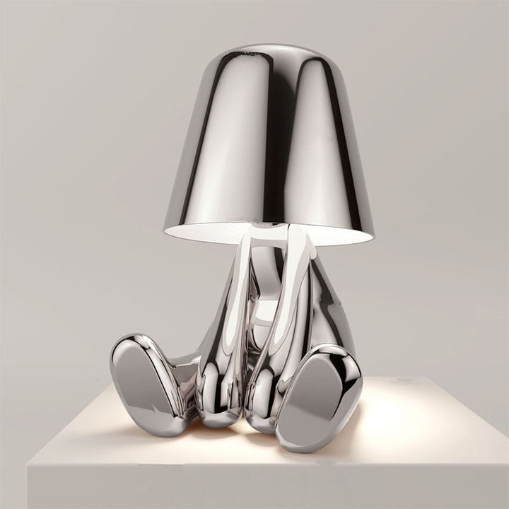 Lampe de table raffinée LED, ornement homme stylisé, design moderne, lumière d'ambiance décorative LuxeLoom.