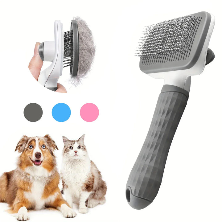 Brosse auto-nettoyante pour chiens et chats. Toilettage facile, enlève les poils morts. Pour un pelage sain.