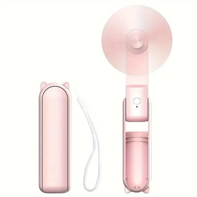 Mini ventilateur portable USB rechargeable, 3 vitesses, idéal pour rafraîchir en été et en voyage.