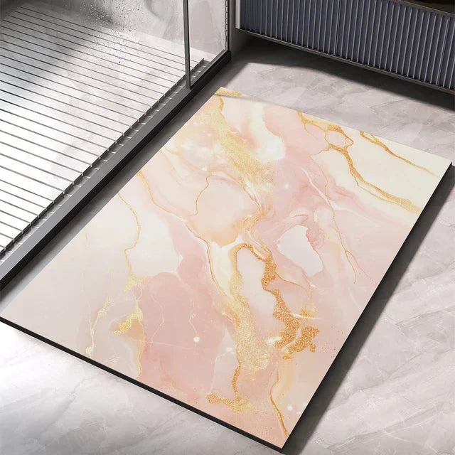 Tapis décoratif DuraMat pour salle de bain. Allie style, confort et fonctionnalité antidérapante pour un intérieur moderne.