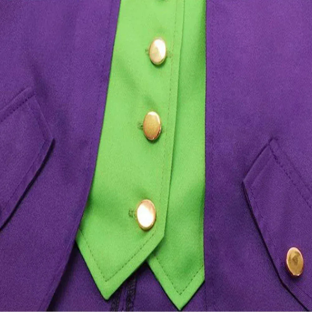 Costume de super-vilain Joker pour homme, parfait pour Halloween, cosplay ou soirée déguisée à thème.