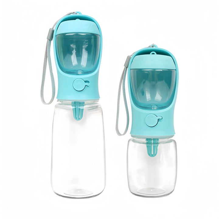 Bouteille 2-en-1 eau et friandises pour animaux. Pratique pour hydrater votre chien/chat en promenade, voyage ou extérieur.