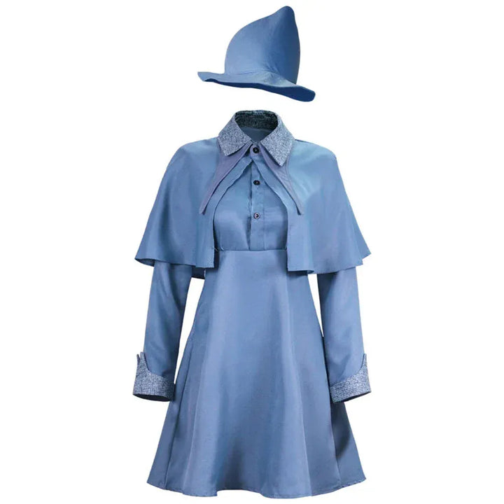 Superbe costume de sorcière bleue pour femmes, idéal pour Halloween, cosplay ou soirée à thème magique.
