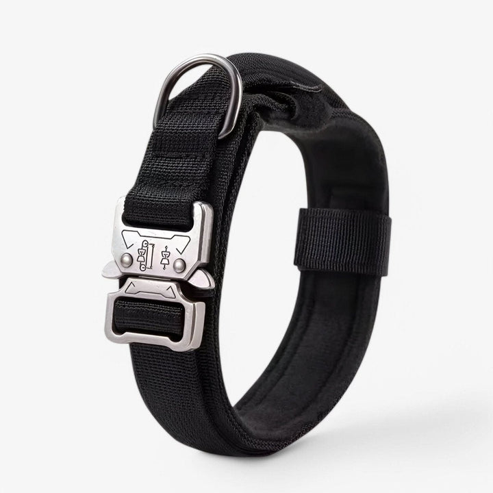 Collier chien TACTICALK9 extra robuste, parfait pour un usage quotidien intense et les environnements extérieurs.