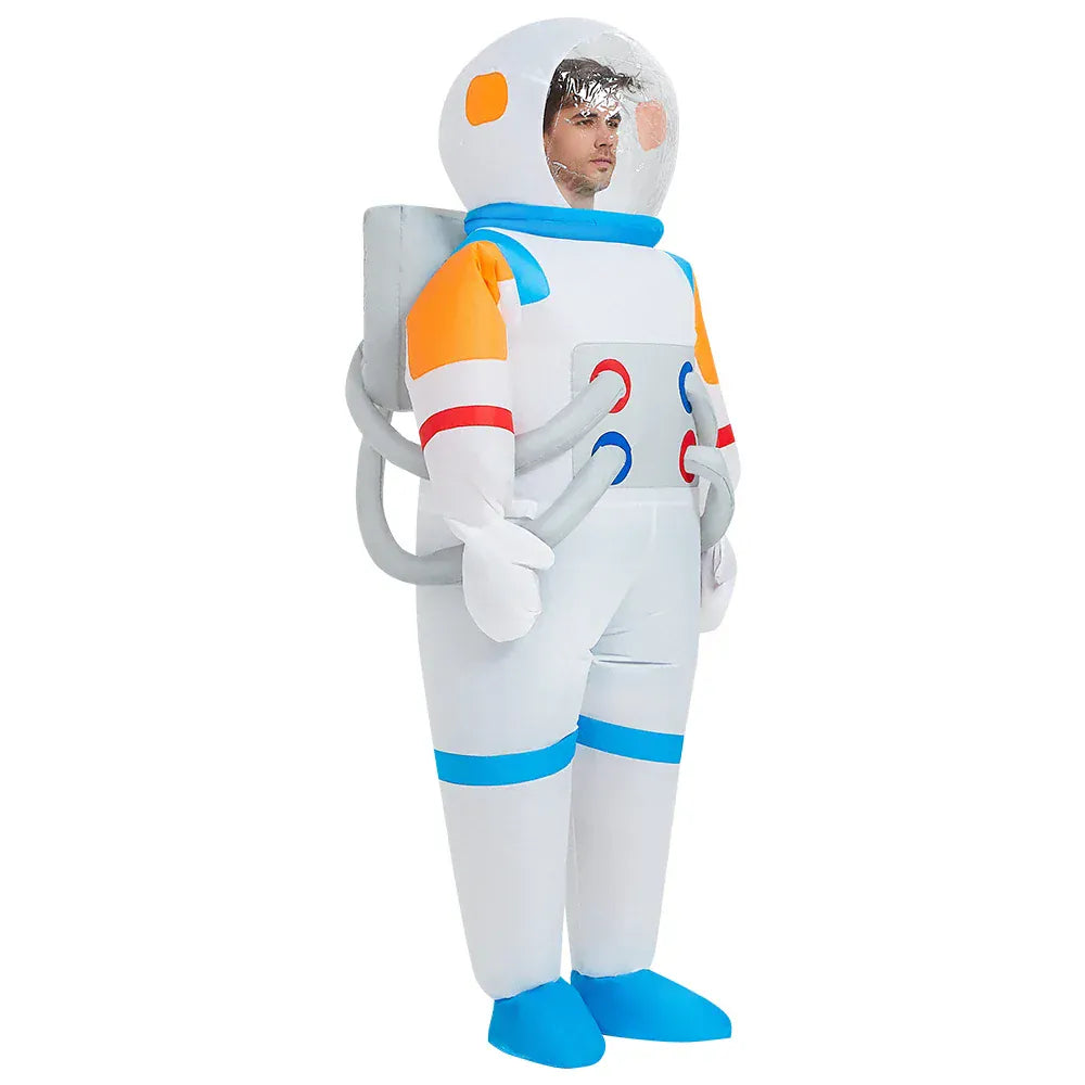 Costume gonflable humoristique Alien et astronaute, parfait pour fêtes, cosplay ou Halloween.