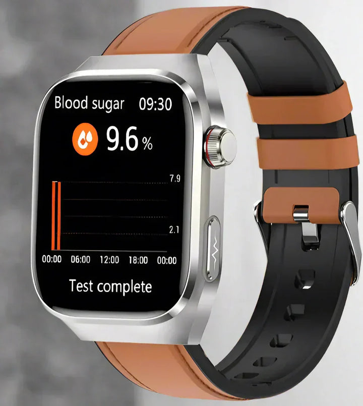 Montre connectée unisexe élégante. Design moderne, fonctions santé avancées (ECG, glycémie).
