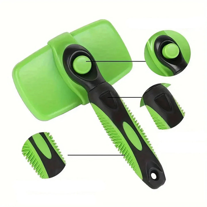 Accessoire essentiel pour le toilettage : brosse autonettoyante anti-poils pour garder chiens et chats propres, maison nette.